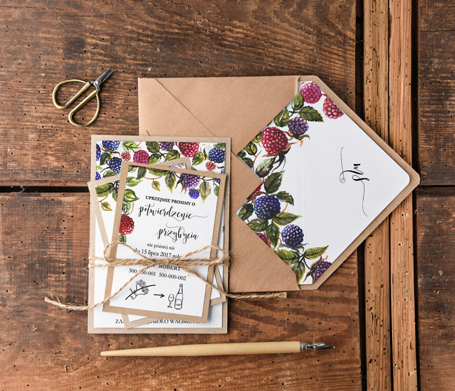 Zaproszenia ślubne Rustykalne i Natura personalizowane zaproszenia ślubne, w stlu rustykalnym inspirowane naturą4