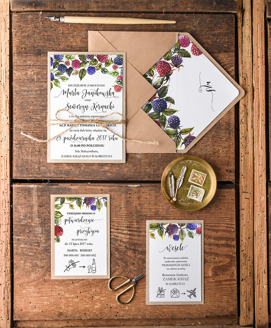 Zaproszenia ślubne Rustykalne i Natura personalizowane zaproszenia ślubne, w stlu rustykalnym inspirowane naturą0