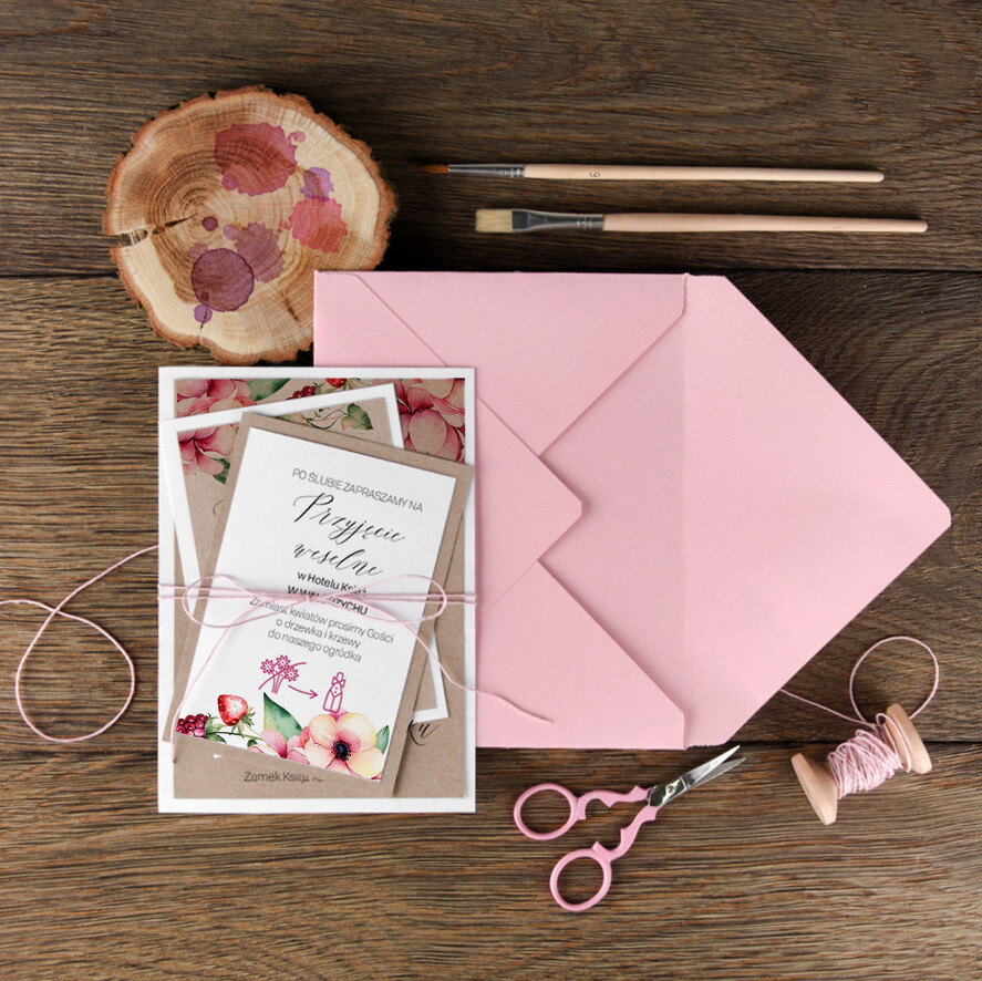 Zaproszenia ślubne Rustykalne i Natura nietypowe zaproszenia ślubne z pięknym motywem kwiatowym4
