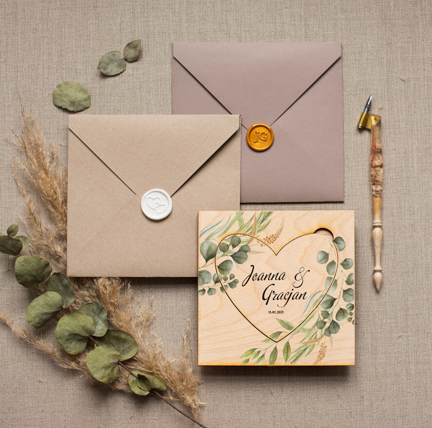 Zaproszenia ślubne Rustykalne i Natura drewniane ręcznie robione zaproszenia ślubne w rustykalnym stylu1