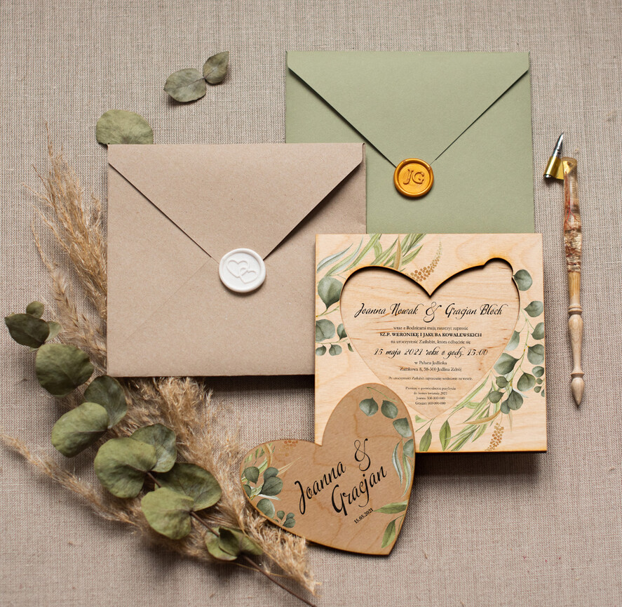 Zaproszenia ślubne Rustykalne i Natura drewniane ręcznie robione zaproszenia ślubne w rustykalnym stylu3