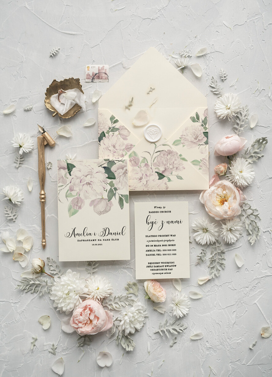 Zaproszenia ślubne Rustykalne i Natura Rustykalne Zaproszenia slubne Jasne eleganckie zaproszenia na slub boho kwiaty1