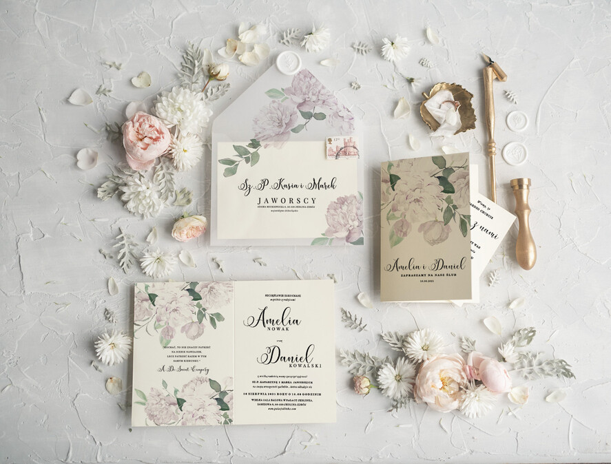 Zaproszenia ślubne Rustykalne i Natura Rustykalne Zaproszenia slubne Jasne eleganckie zaproszenia na slub boho kwiaty6