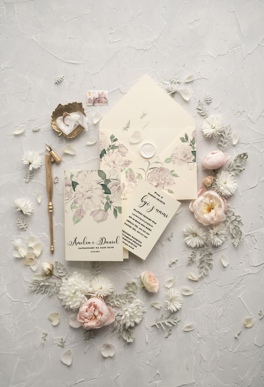 Zaproszenia ślubne Rustykalne i Natura Rustykalne Zaproszenia slubne Jasne eleganckie zaproszenia na slub boho kwiaty2