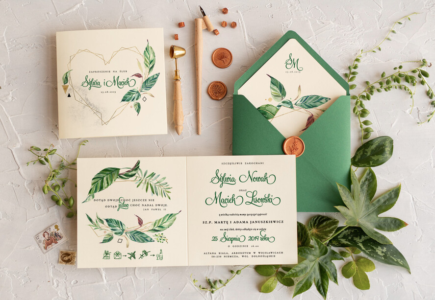 Zaproszenia ślubne Rustykalne i Natura zielone zaproszenia ślubne rustykalne zaproszenia na ślub geometryczne 3