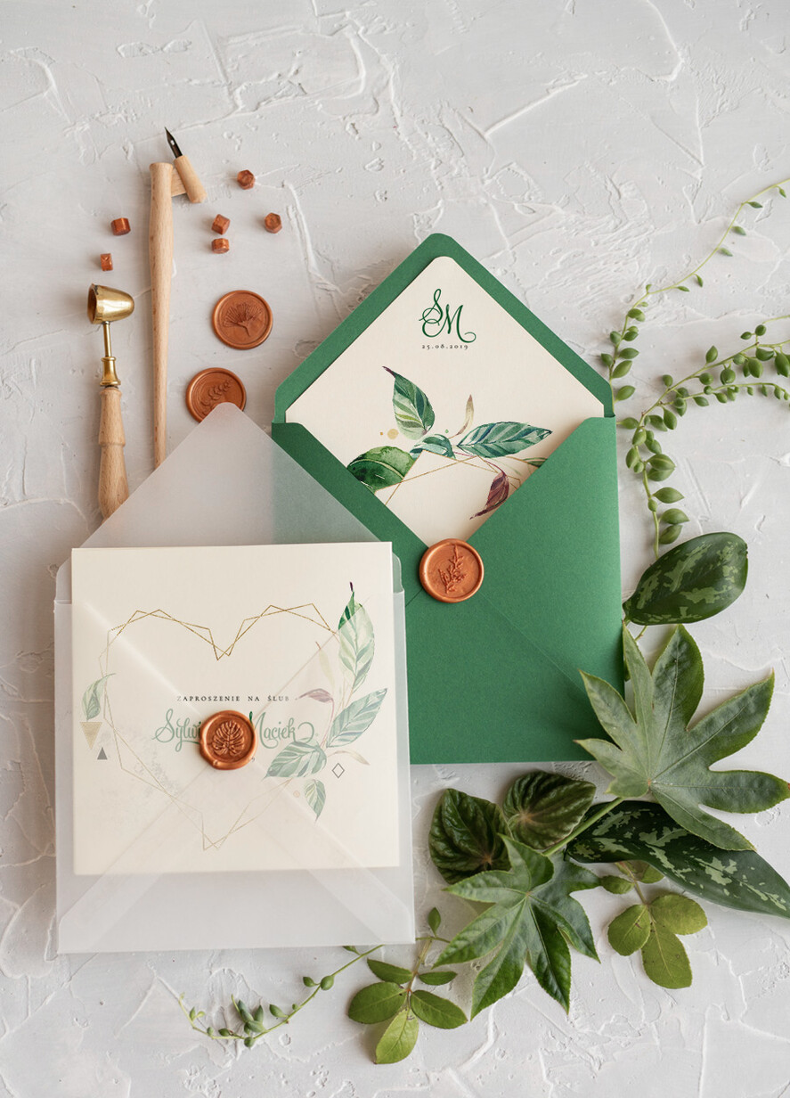 Zaproszenia ślubne Rustykalne i Natura zielone zaproszenia ślubne rustykalne zaproszenia na ślub geometryczne 5