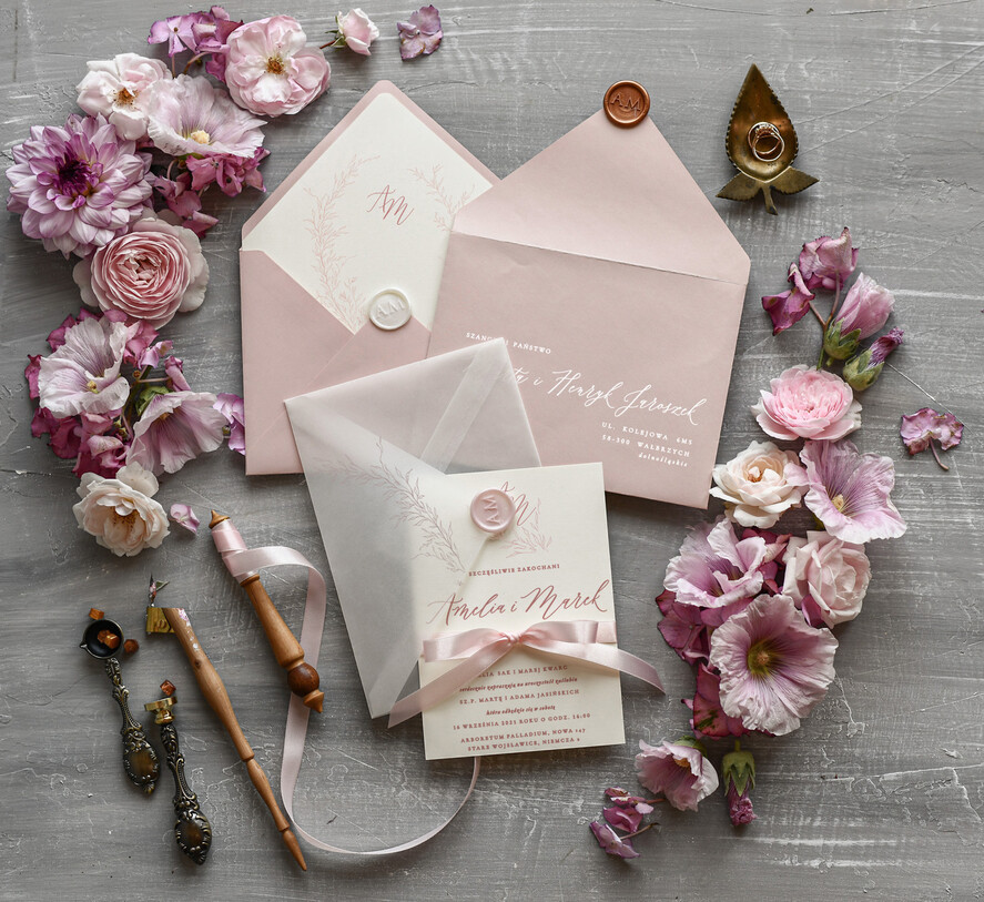 Zaproszenia ślubne Rustykalne i Natura minimalistyczne zaproszenia ślubne proste Zaproszenia na Ślub Przeźroczysta Koperta3