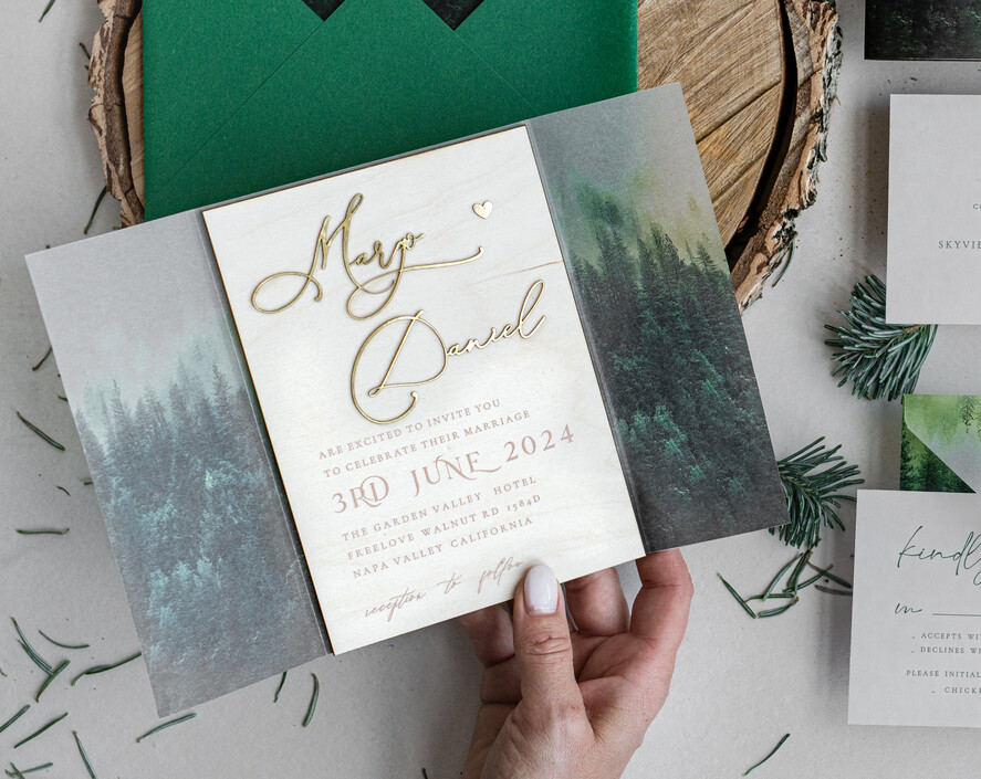 Zaproszenia ślubne Rustykalne i Natura wyjatkowe zaproszenia na wesele, rustykalne i nowoczesne naturalne i eleganckie zaproszenia slubne, złote litery na zaproszeniach ślubnych, drewniane zaproszenia na ślub11