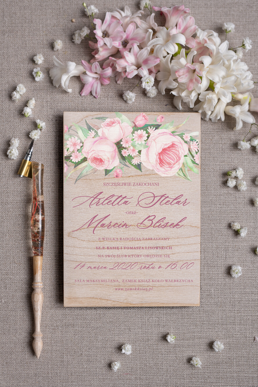 Zaproszenia ślubne Rustykalne i Natura rustykalne zaproszenia na ślub cywilny w drewnie 2