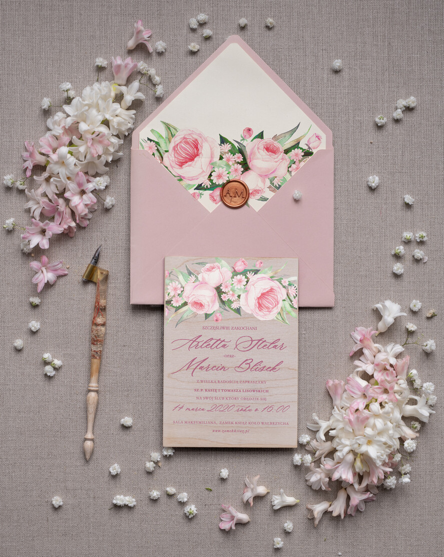 Zaproszenia ślubne Rustykalne i Natura rustykalne zaproszenia na ślub cywilny w drewnie 3