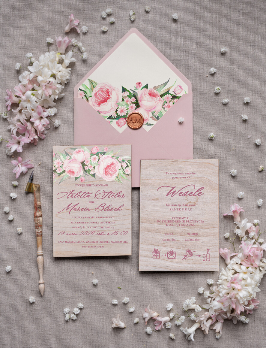 Zaproszenia ślubne Rustykalne i Natura rustykalne zaproszenia na ślub cywilny w drewnie 0