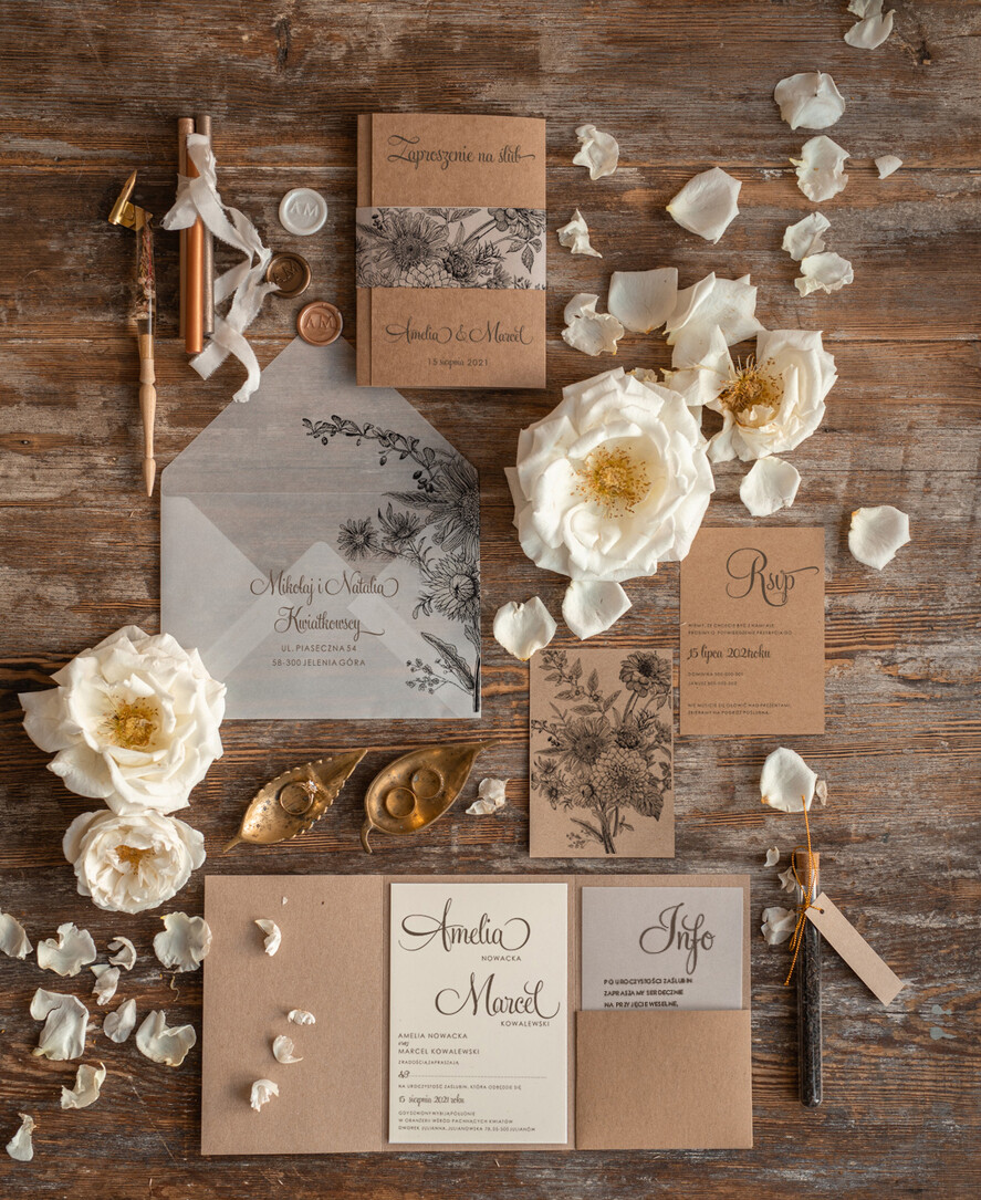Zaproszenia ślubne Rustykalne i Natura nietypowe zaproszenia ślubne, rustykalne inspirowane naturą idealne na wesele w stodole0