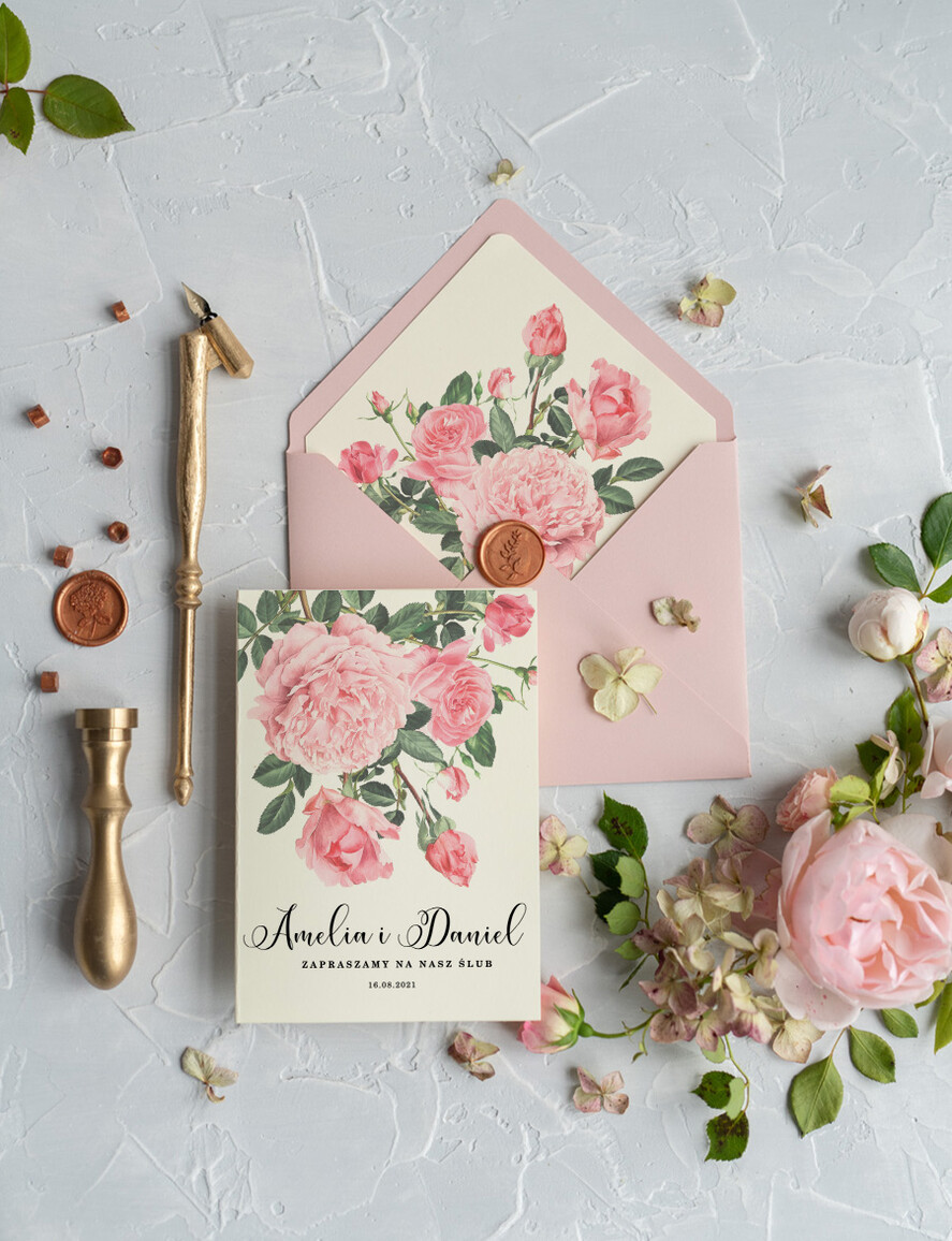 Zaproszenia ślubne Rustykalne i Natura najpiękniejsze pastelowe  zaproszenia ślubne w stylu rustykalnym z piękną akwarelową grafiką 5