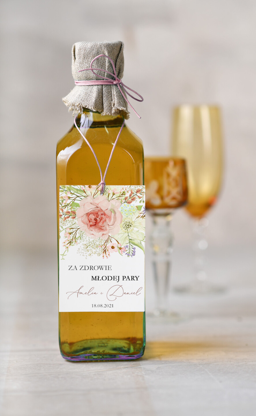 Zawieszki na butelki rustykalne ślubne zawieszki na alkohole, rustykalne treści do wyboru0