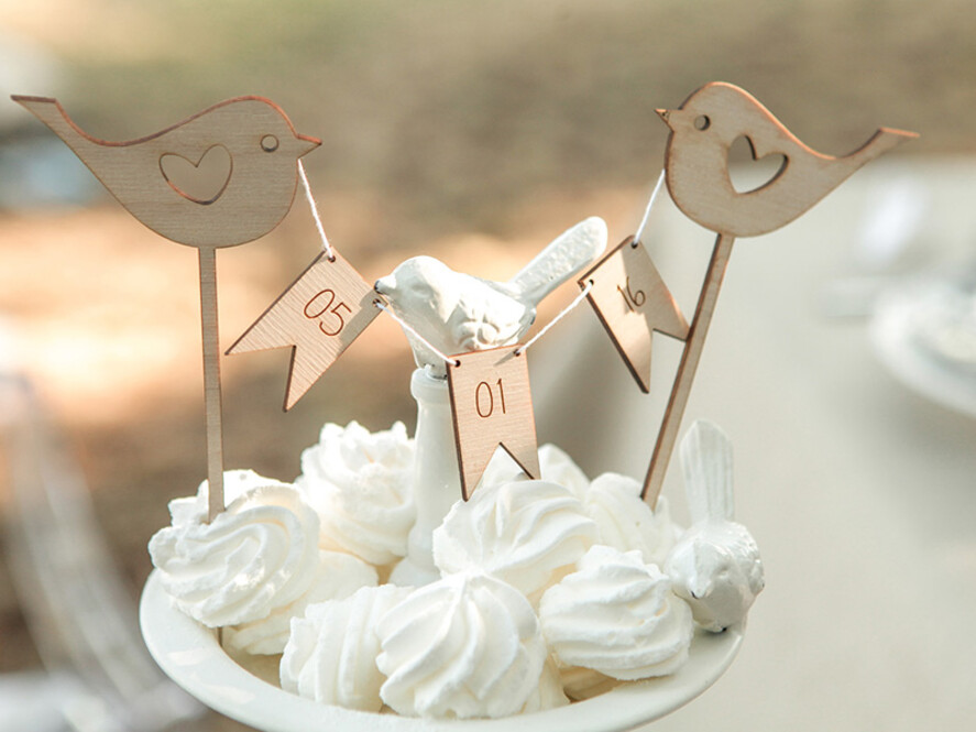 Figurki na tort / cake topper statuetki drewniane ozdoby na tort ślubny   0
