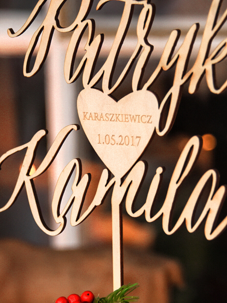 Figurki na tort / cake topper statuetki drewniane ozdoby na tort ślubny   1