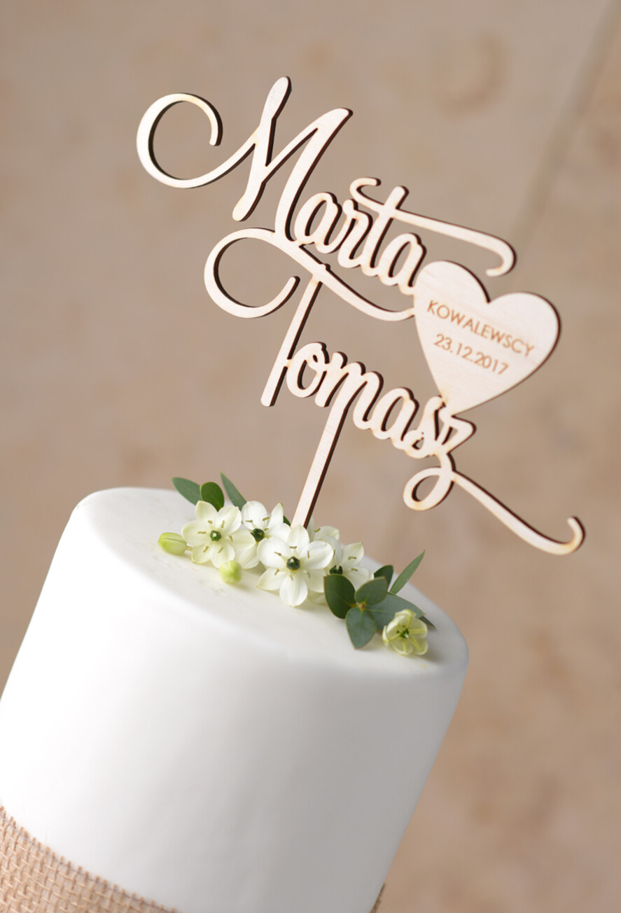 Figurki na tort / cake topper statuetki drewniane ozdoby na tort weselny   4