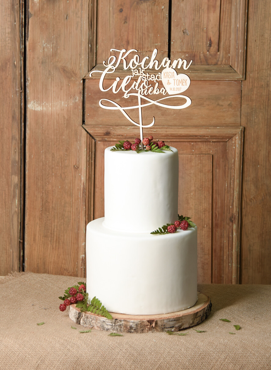 Figurki na tort / cake topper statuetki drewniane ozdoby na tort ślubny   2