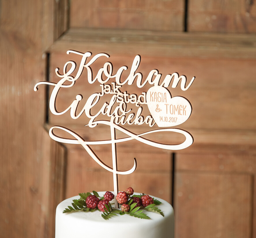 Figurki na tort / cake topper statuetki drewniane ozdoby na tort ślubny   0