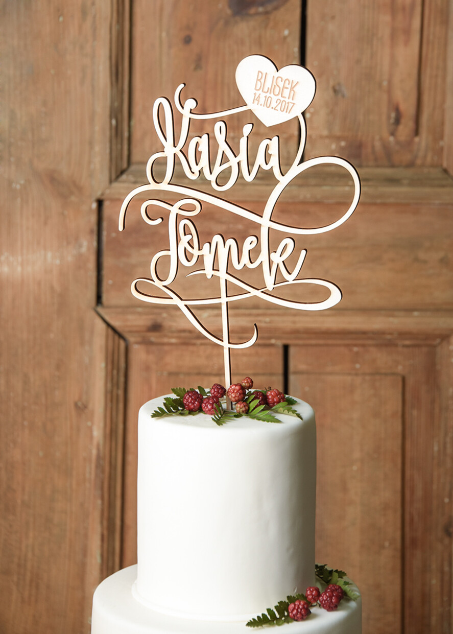 Figurki na tort / cake topper statuetki drewniane ozdoby na tort ślubny   1