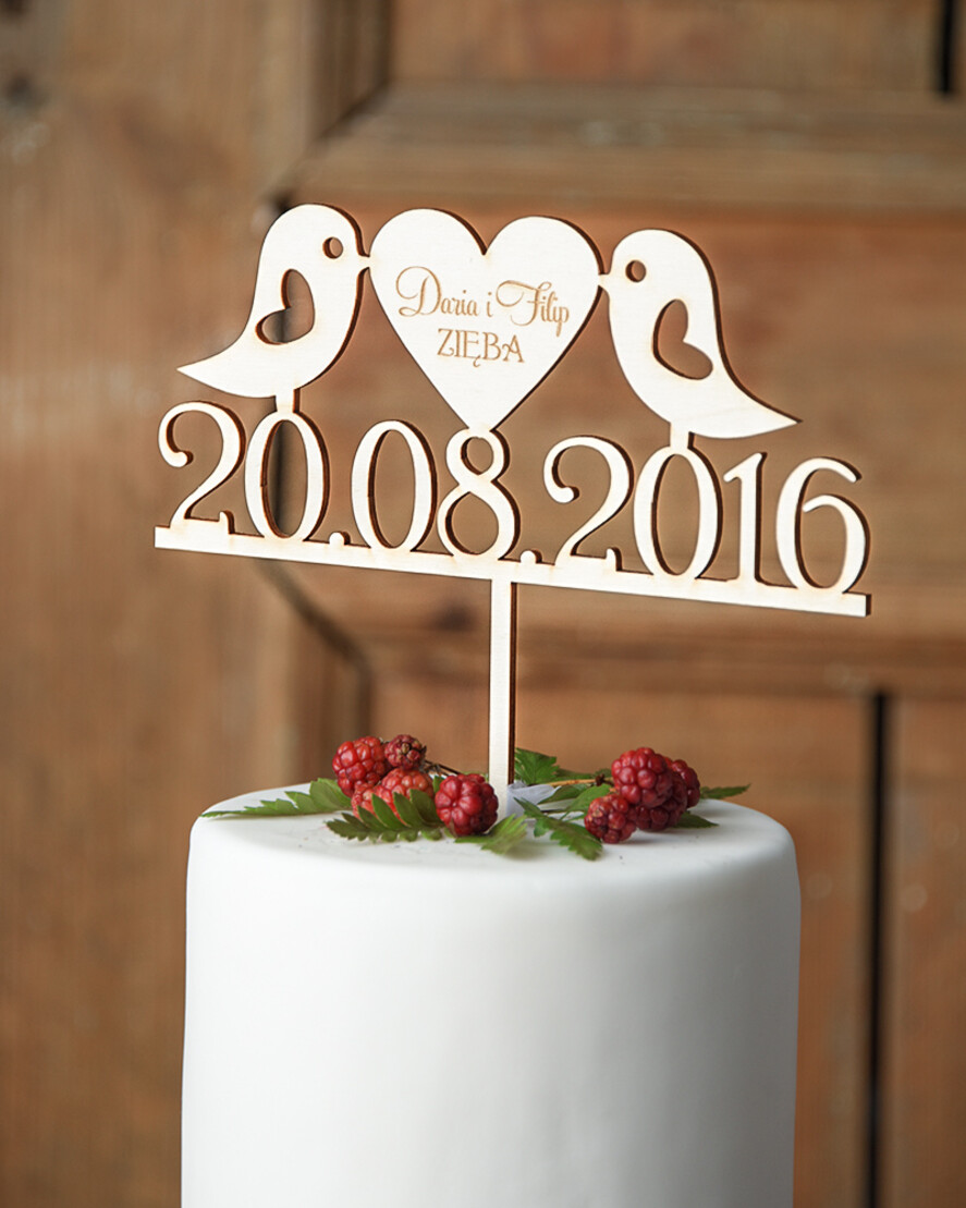 Figurki na tort / cake topper statuetki drewniane dekoracje tortu weselnego   1