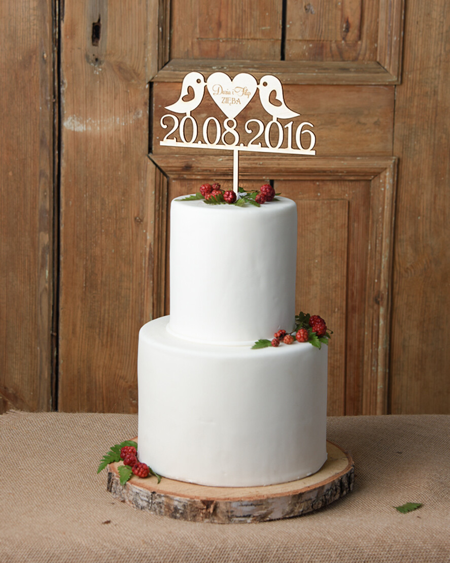 Figurki na tort / cake topper statuetki drewniane ozdoby na tort ślubny   2