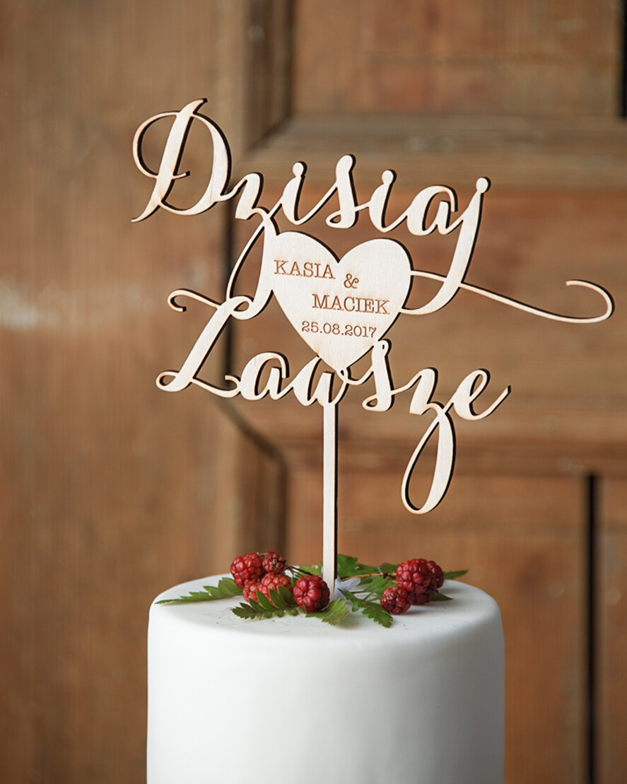 Figurki na tort / cake topper statuetki drewniane ozdoby na tort weselny   1
