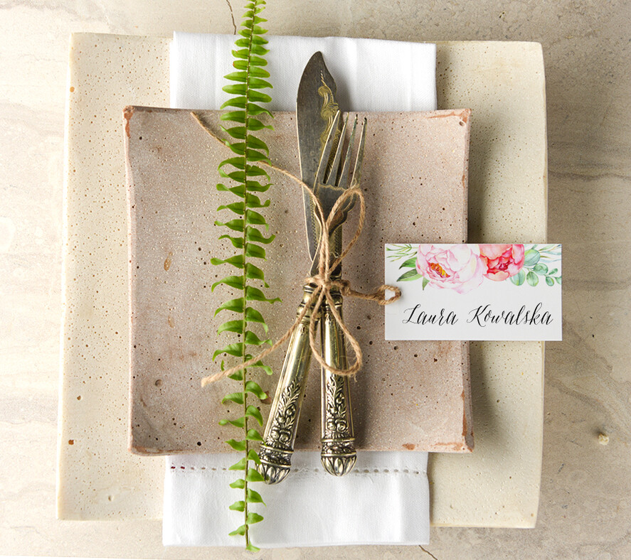 Winietki Boho/etno/pióra winietki ślubne wizytówki dla gości weselnych0