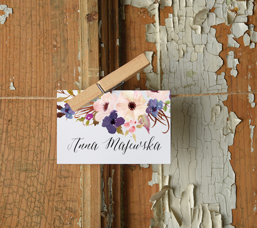 Winietki Boho/etno/pióra ozdobne winietki na ślub wizytówki dla gości weselnych0