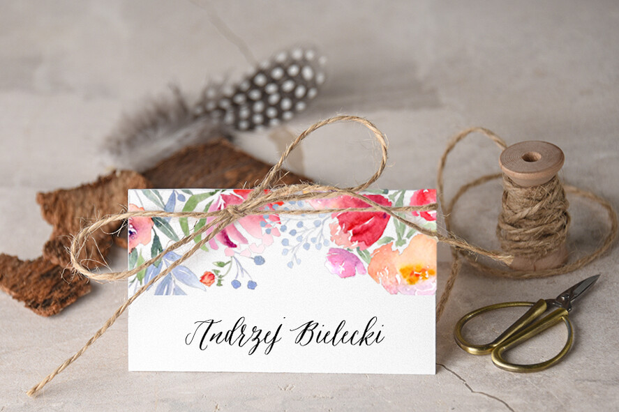 Winietki Boho/etno/pióra winietki ślubne wizytówki na stół weselny0