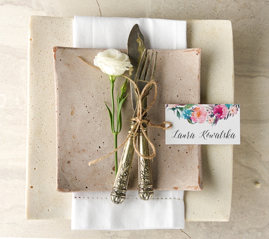 Winietki Boho/etno/pióra usadzenie gości na weselu winietki0