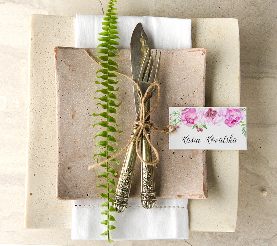 Winietki Boho/etno/pióra ręcznie robione winietki ślubne wizytówki dla gości weselnych0