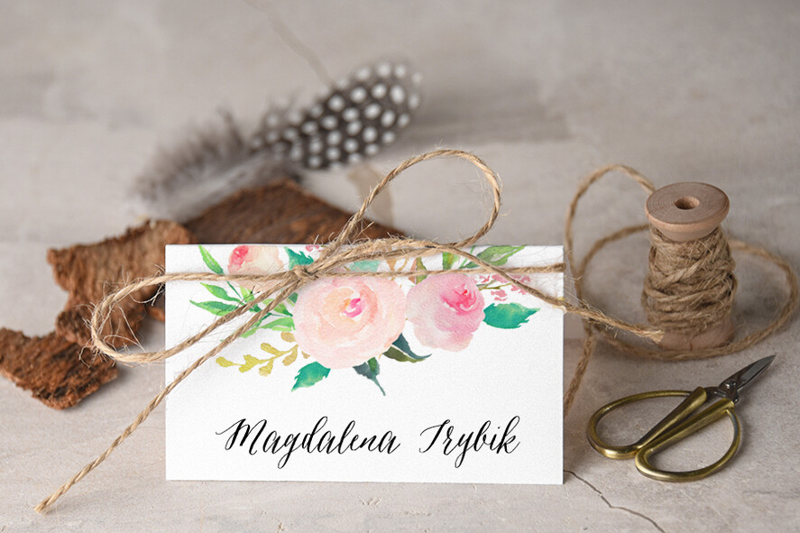 Winietki Boho/etno/pióra winietki ślubne wizytówki dla gości weselnych0