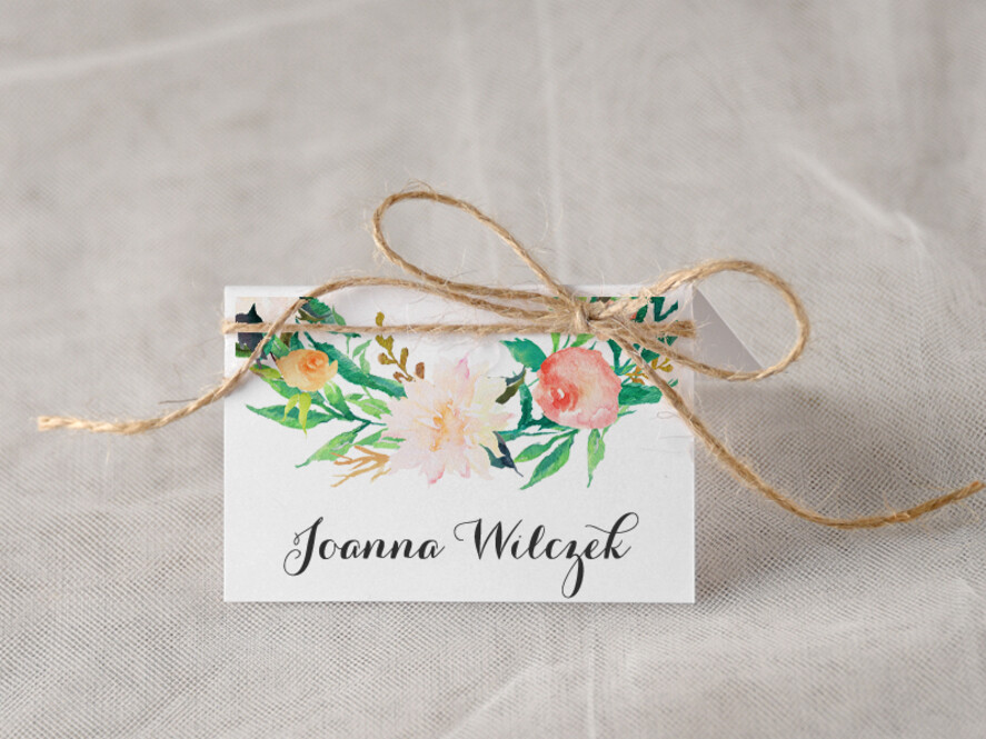 Winietki Boho/etno/pióra ręcznie robione winietki ślubne wizytówki dla gości weselnych0