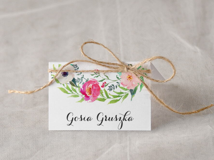 Winietki Boho/etno/pióra eleganckie winietki na stół weselny wizytówki ślubne0