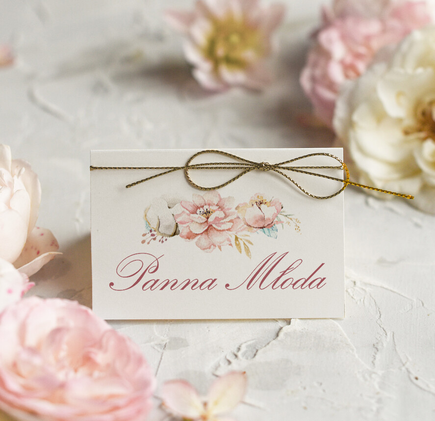 Winietki Boho/etno/pióra ręcznie robione winietki ślubne wizytówki dla gości weselnych, ślubne winietki na stół 0