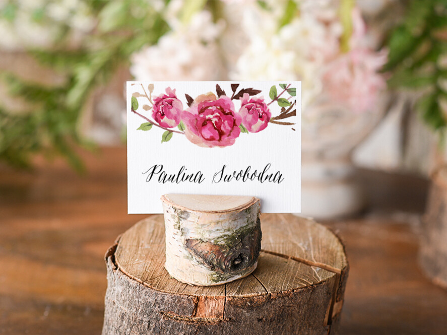 Winietki Boho/etno/pióra ozdobne winietki na ślub wizytówki dla gości weselnych0