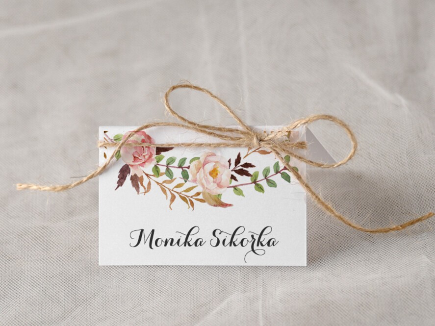 Winietki Boho/etno/pióra winietki ślubne wizytówki na stół weselny0