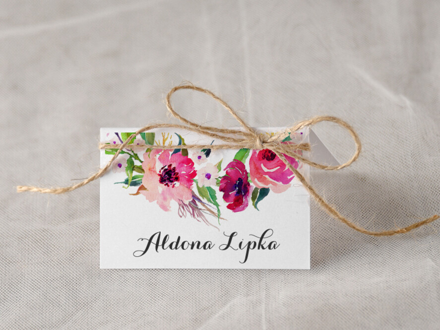 Winietki Boho/etno/pióra winietki ślubne wizytówki dla gości weselnych0