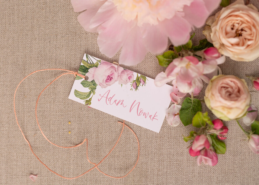 Winietki Boho/etno/pióra delikatne ślubne winietki na stół weselny, eleganckie winietki na stół weselny 0