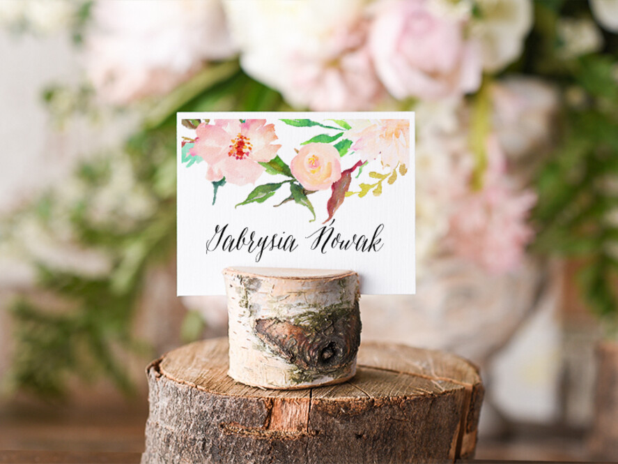 Winietki Boho/etno/pióra eleganckie winietki na stół weselny wizytówki ślubne0