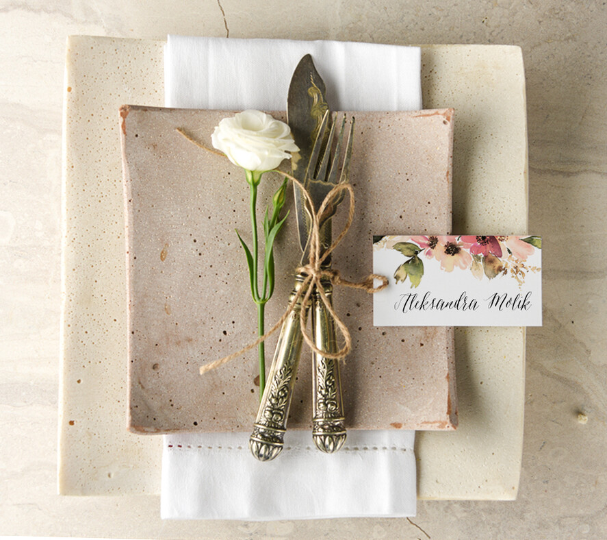 Winietki Boho/etno/pióra winietki ślubne wizytówki dla gości weselnych0