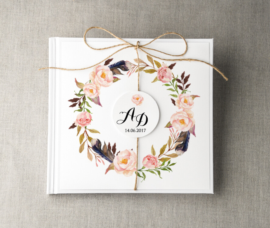 Księgi wpisów gości Boho/etno/pióra nietypowa księga gości ślub i wesele, boho wasze imiona i data0