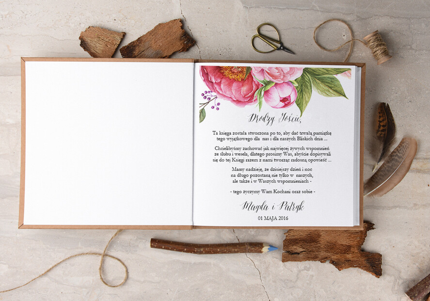 Księgi wpisów gości Boho/etno/pióra pamiatkowa ksiega gosci weselnych, boho style z romantycznymi elementami1