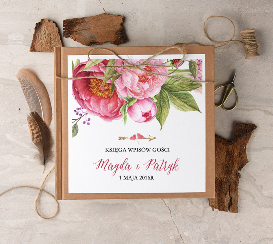 Księgi wpisów gości Boho/etno/pióra pamiatkowa ksiega gosci weselnych, boho style z romantycznymi elementami0