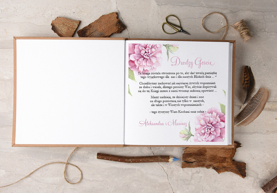 Księgi wpisów gości Boho/etno/pióra oryginalna księga gości na wesele, boho eteryczne romantyczne1