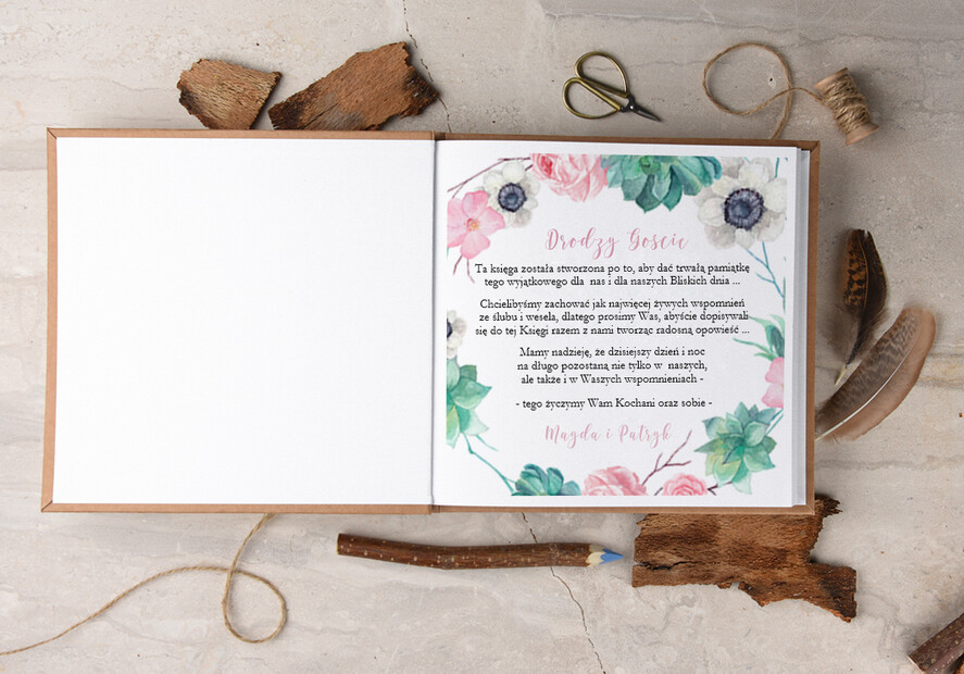 Księgi wpisów gości Boho/etno/pióra nietypowa księga gości ślub i wesele, boho style z romantycznymi elementami1