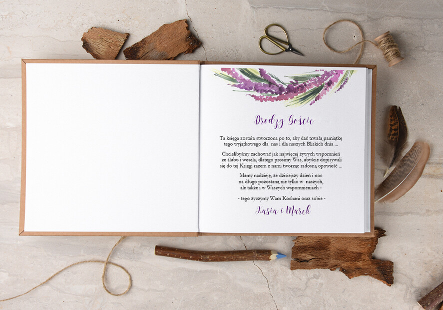 Księgi wpisów gości Boho/etno/pióra księga gości na wesele pamiątka ślubu, w stylu boho z motywam kwiatowym1