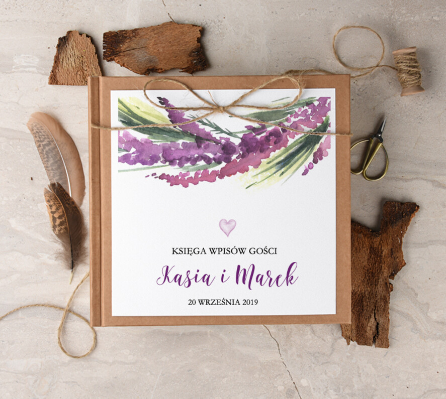Księgi wpisów gości Boho/etno/pióra księga gości na wesele pamiątka ślubu, w stylu boho z motywam kwiatowym0