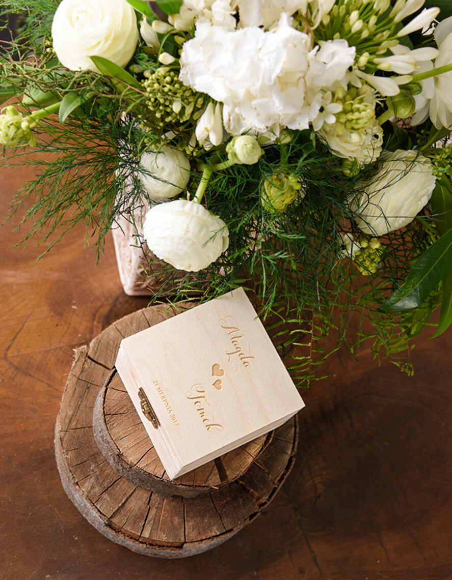 Pudełka Szkatułki na Obrączki szkatułki ślubne pudełko na obrączki rustykalna szkatułka ślubna z mchem 4